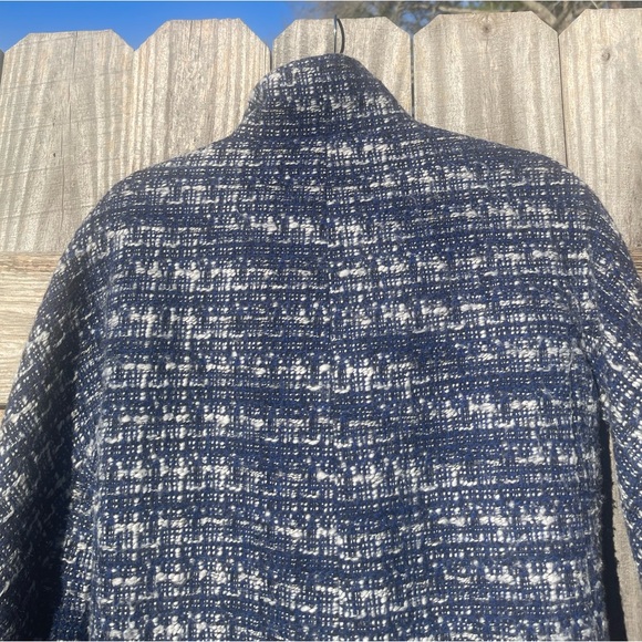 J. Crew Navy Blue and Cream Tweed City Coat Sz 0 Excellent Condition - Picture 13 of 16